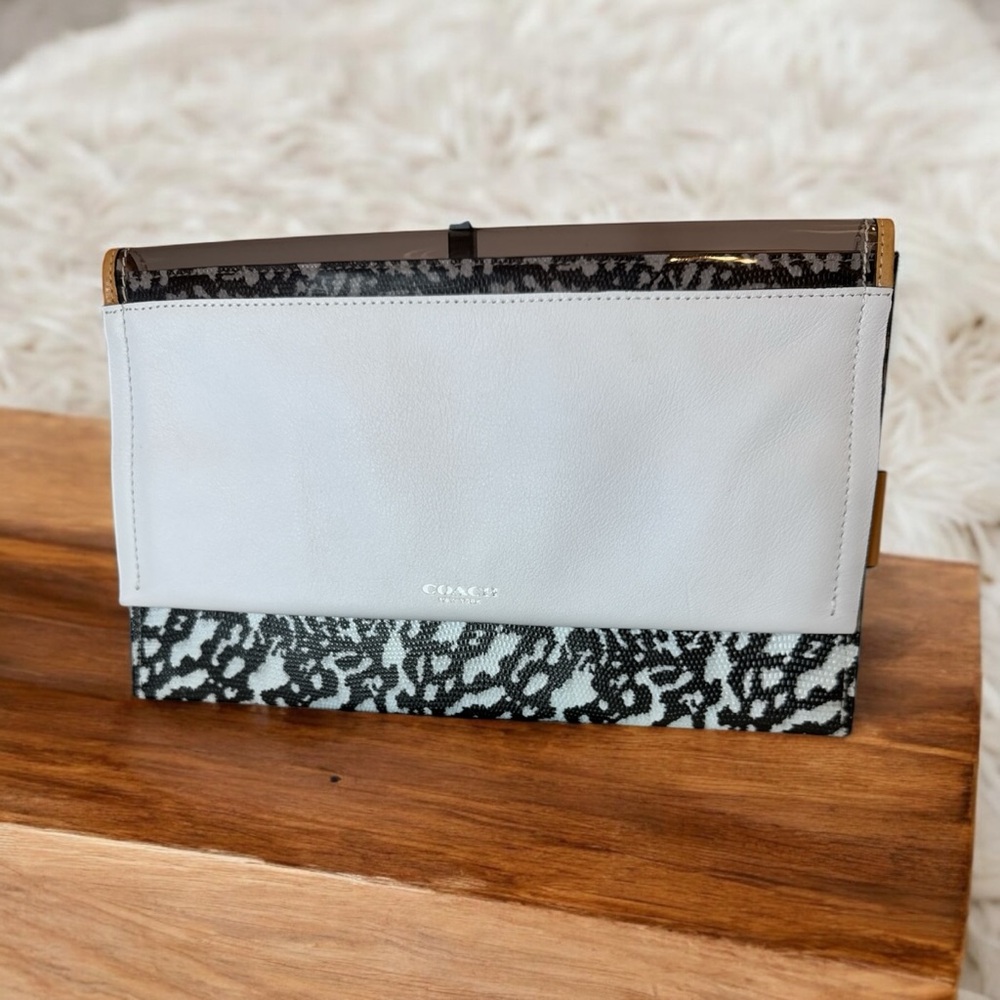 Coach White and Black Clutch